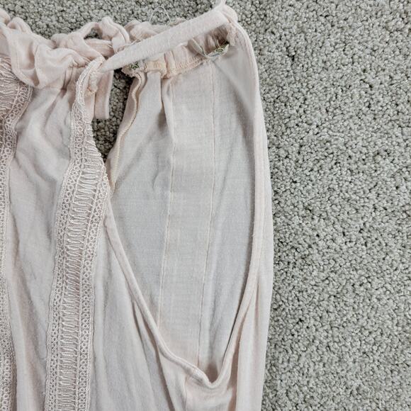 Chelsea & Violet Top Womens M Pink Collar Tie Ruffle Lace Trim Sleeveless Tank - Picture 8 of 12